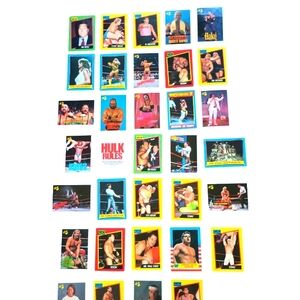 Lot of 34 1980's - 1990's WWF & WCW Wrestling Trading Cards Hulk Hogan Sting Ect